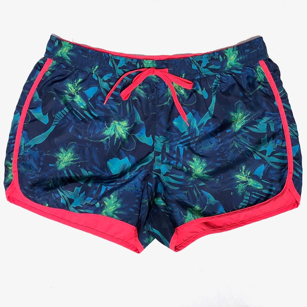 Tchibo Active shorts women M athletic running reversible tropical print and neon